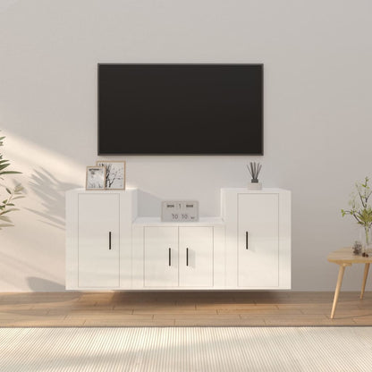 Ensemble de meubles TV 3 pcs Blanc brillant Bois d'ingénierie