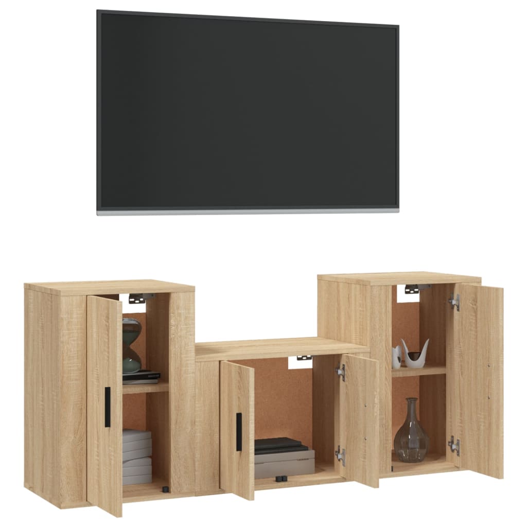 Ensemble de meubles TV 3 pcs Chêne sonoma Bois d'ingénierie