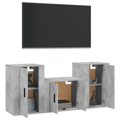 Ensemble de meubles TV 3 pcs Gris béton Bois d'ingénierie