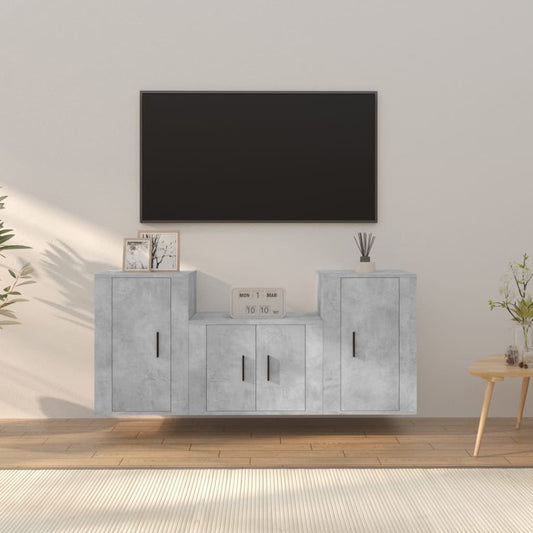 Ensemble de meubles TV 3 pcs Gris béton Bois d'ingénierie