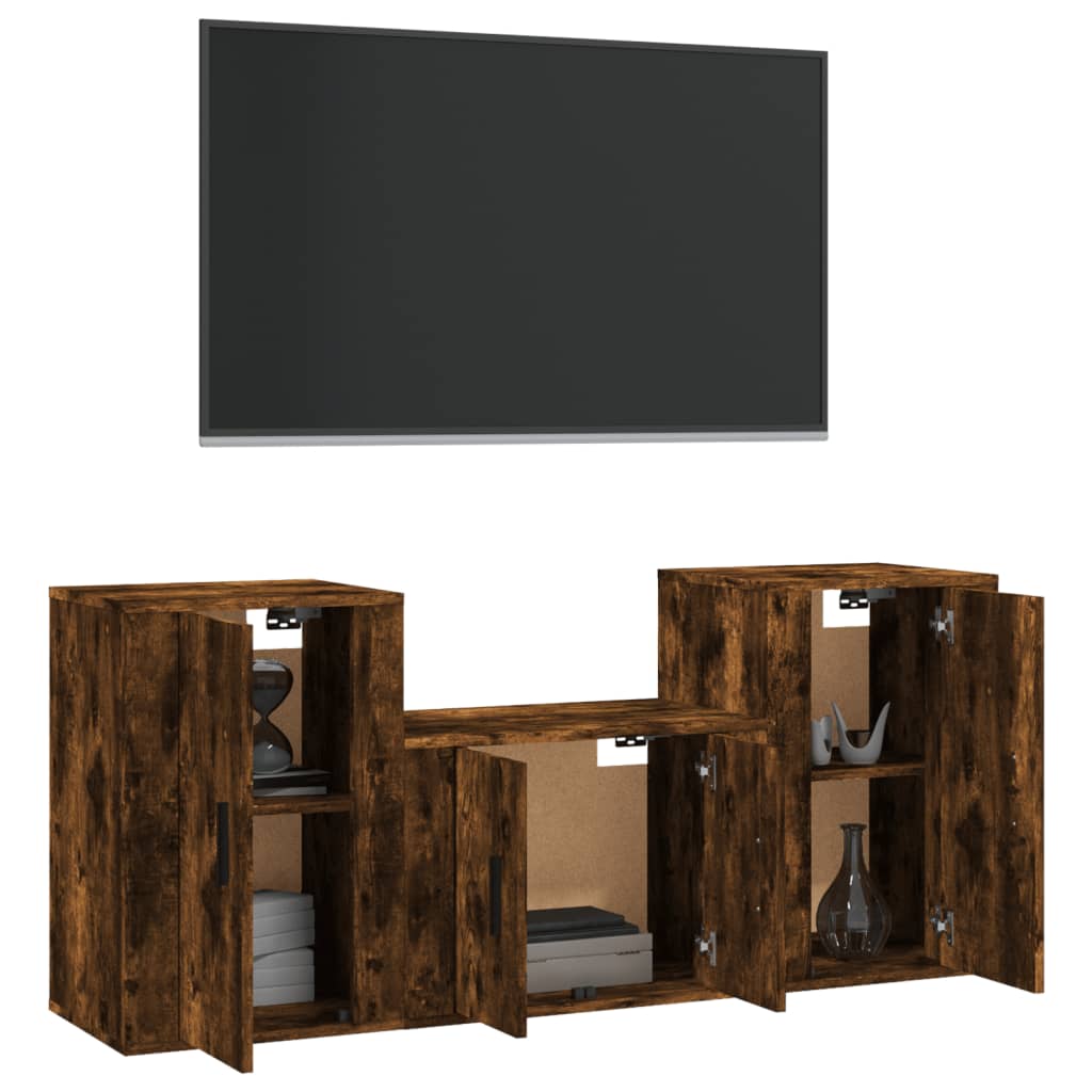 Ensemble de meubles TV 3 pcs Chêne fumé Bois d'ingénierie