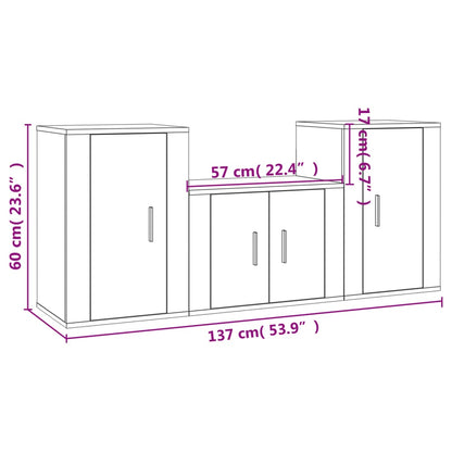 Ensemble de meubles TV 3 pcs Chêne fumé Bois d'ingénierie