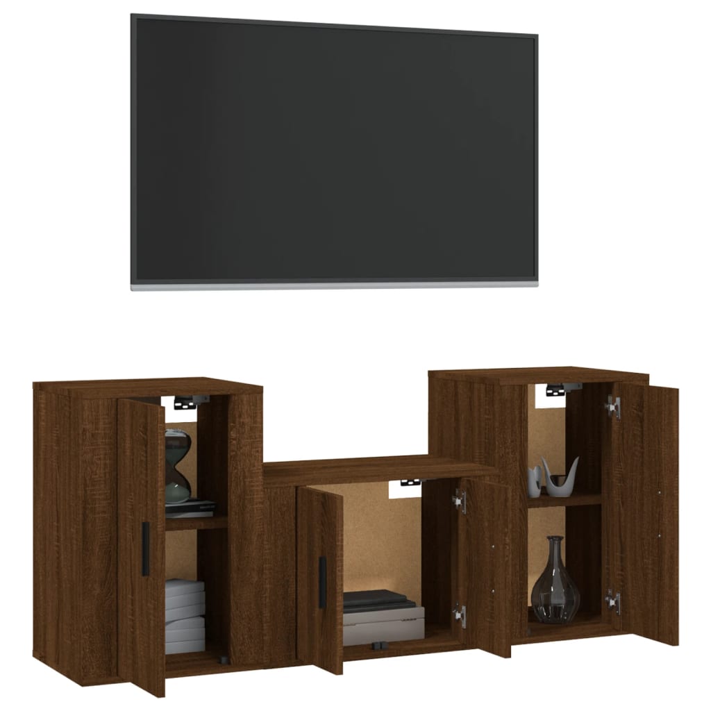 Ensemble de meubles TV 3 pcs Chêne marron Bois d'ingénierie