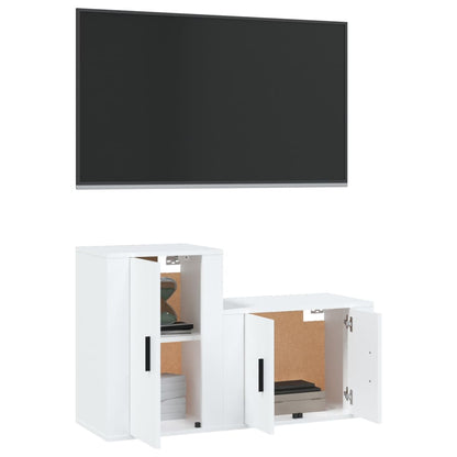 Ensemble de meubles TV 2 pcs Blanc Bois d'ingénierie