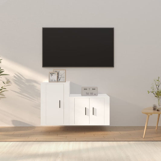 Ensemble de meubles TV 2 pcs Blanc Bois d'ingénierie