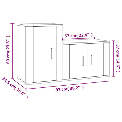 Ensemble de meubles TV 2 pcs noir bois d'ingénierie