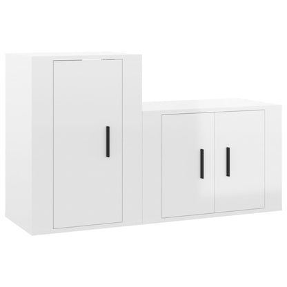 Ensemble de meubles TV 2 pcs blanc brillant bois d'ingénierie