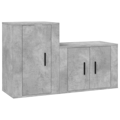 Ensemble de meubles TV 2 pcs gris béton bois d'ingénierie