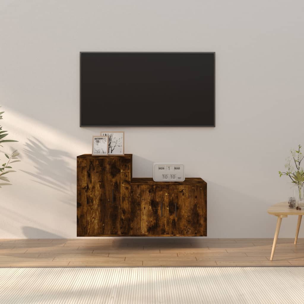 Ensemble de meubles TV 2 pcs Chêne fumé Bois d'ingénierie