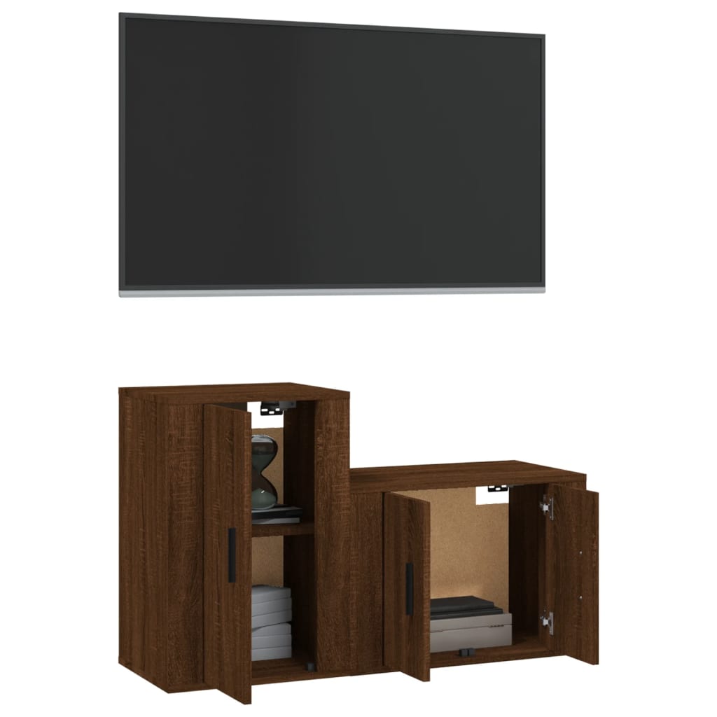 Ensemble de meubles TV 2 pcs Chêne marron Bois d'ingénierie