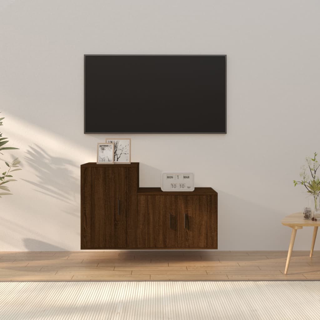 Ensemble de meubles TV 2 pcs Chêne marron Bois d'ingénierie