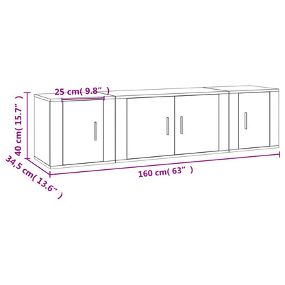 Ensemble de meubles TV 3 pcs Blanc Bois d'ingénierie