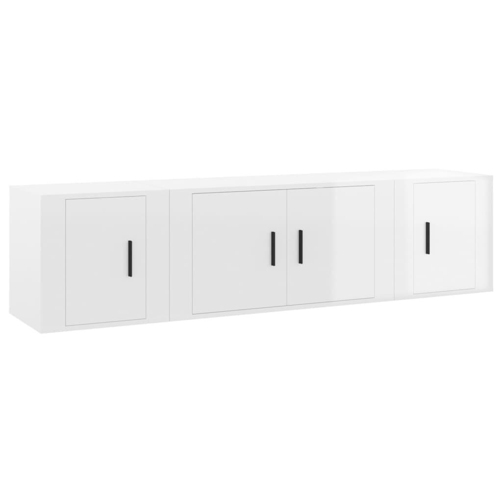 Ensemble de meubles TV 3 pcs Blanc brillant Bois d'ingénierie