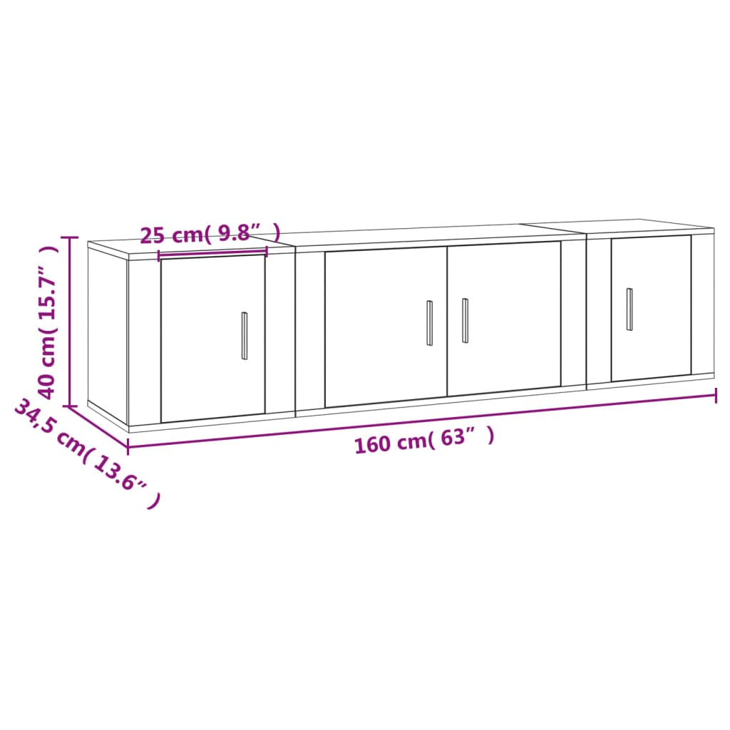 Ensemble de meubles TV 3 pcs Chêne fumé Bois d'ingénierie