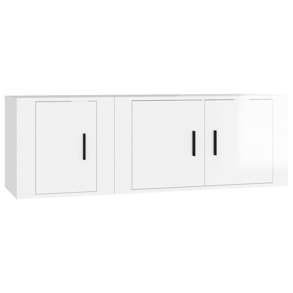 Ensemble de meubles TV 2 pcs blanc brillant bois d'ingénierie