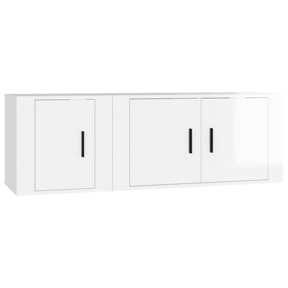 Ensemble de meubles TV 2 pcs blanc brillant bois d'ingénierie