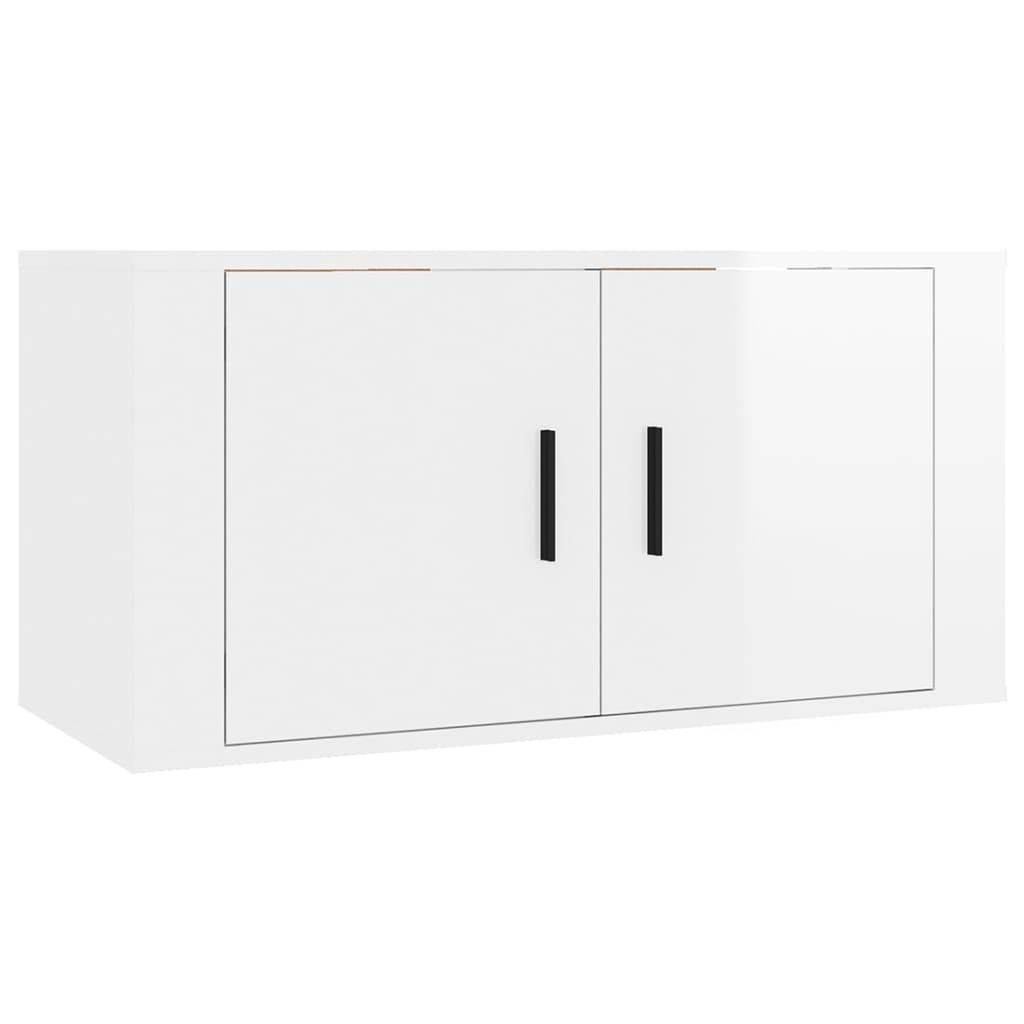 Ensemble de meubles TV 2 pcs blanc brillant bois d'ingénierie