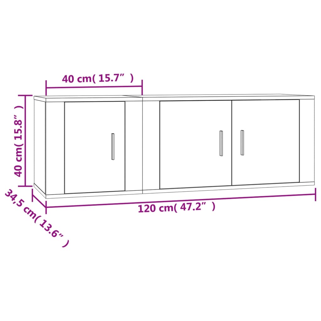 Ensemble de meubles TV 2 pcs blanc brillant bois d'ingénierie