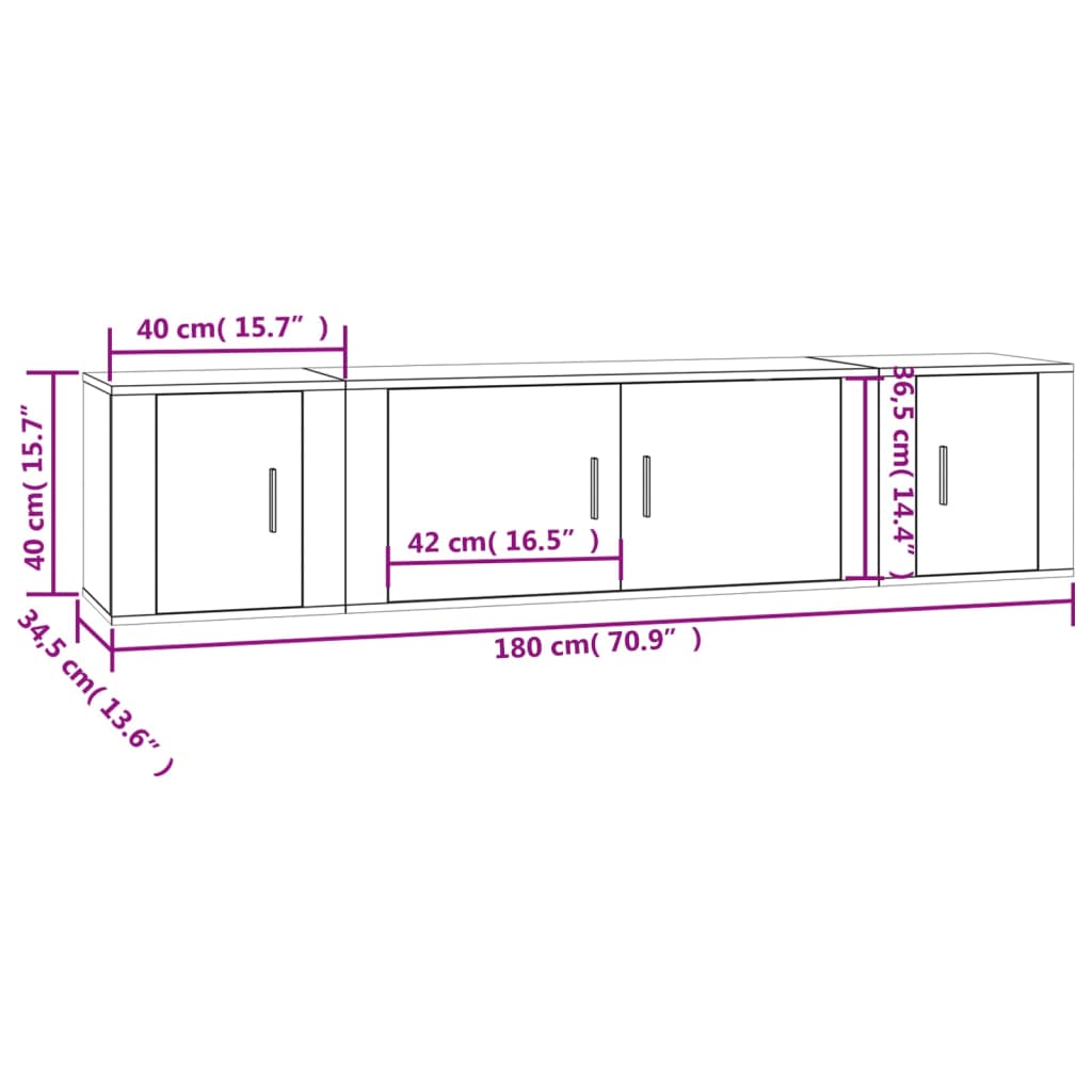 Ensemble de meubles TV 3 pcs Blanc brillant Bois d'ingénierie