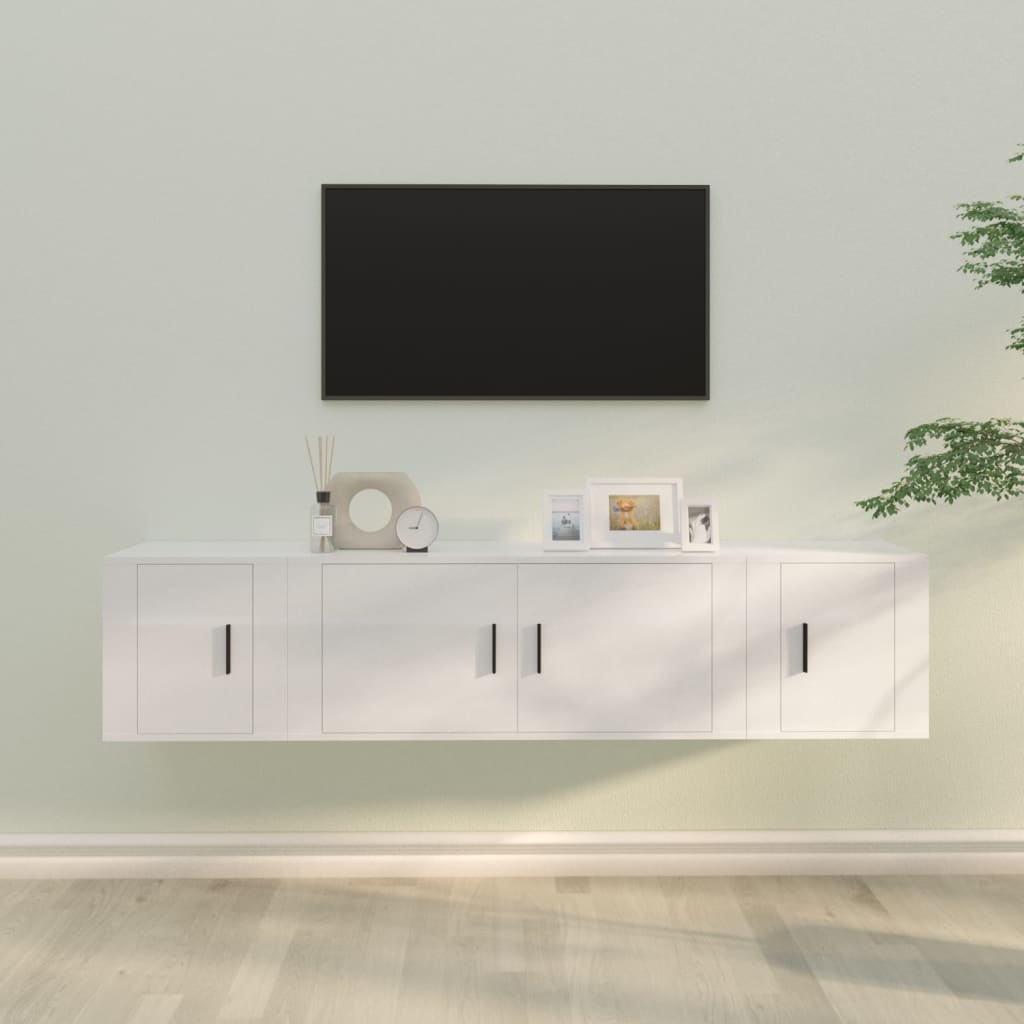 Ensemble de meubles TV 3 pcs Blanc brillant Bois d'ingénierie