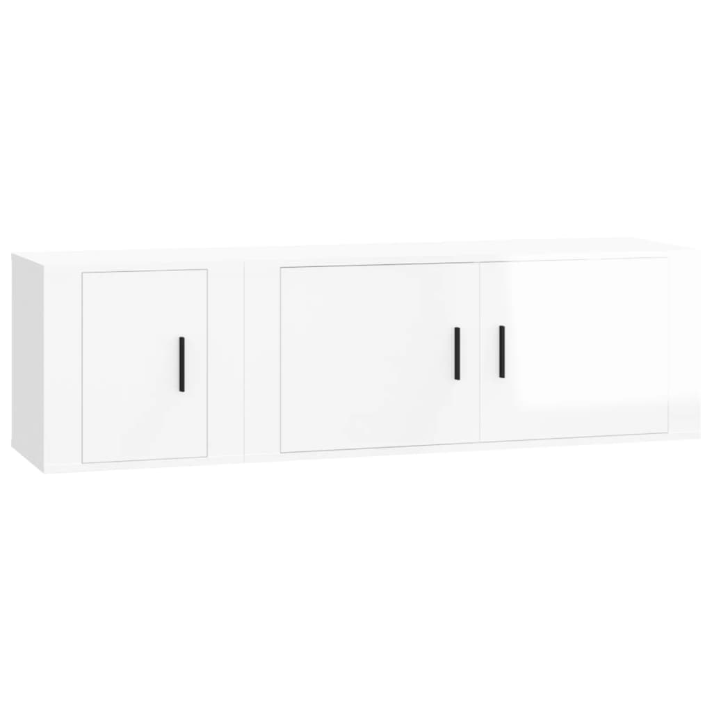 Ensemble de meubles TV 2 pcs blanc brillant bois d'ingénierie