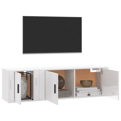 Ensemble de meubles TV 2 pcs blanc brillant bois d'ingénierie