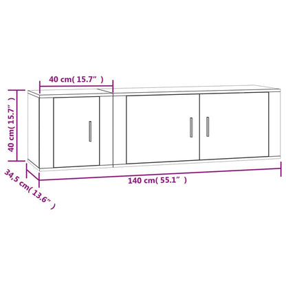 Ensemble de meubles TV 2 pcs blanc brillant bois d'ingénierie