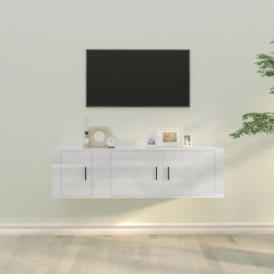 Ensemble de meubles TV 2 pcs blanc brillant bois d'ingénierie