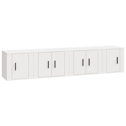 Ensemble de meubles TV 4 pcs Blanc Bois d'ingénierie