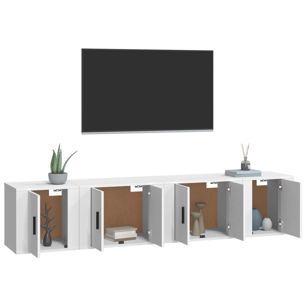 Ensemble de meubles TV 4 pcs Blanc Bois d'ingénierie