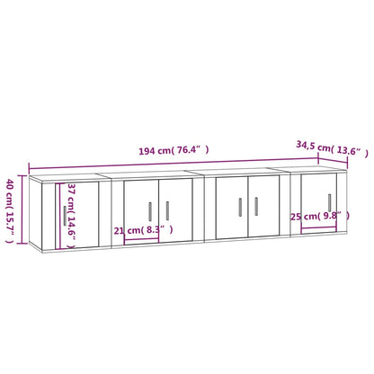 Ensemble de meubles TV 4 pcs Blanc Bois d'ingénierie