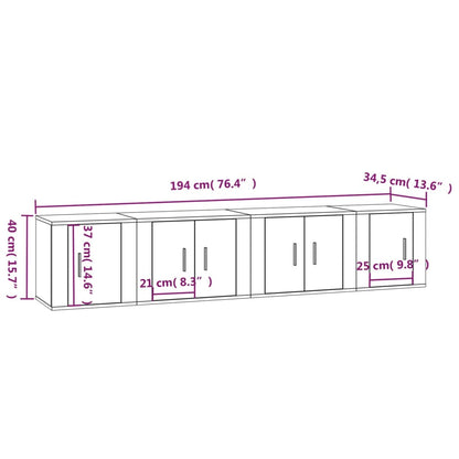 Ensemble de meubles TV 4 pcs Noir Bois d'ingénierie