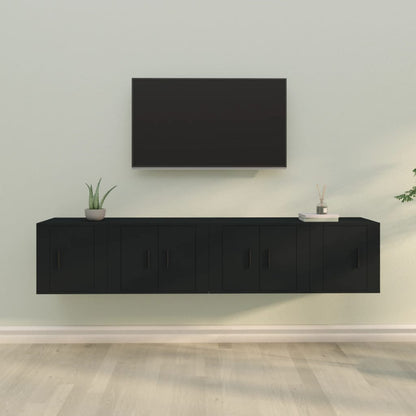 Ensemble de meubles TV 4 pcs Noir Bois d'ingénierie