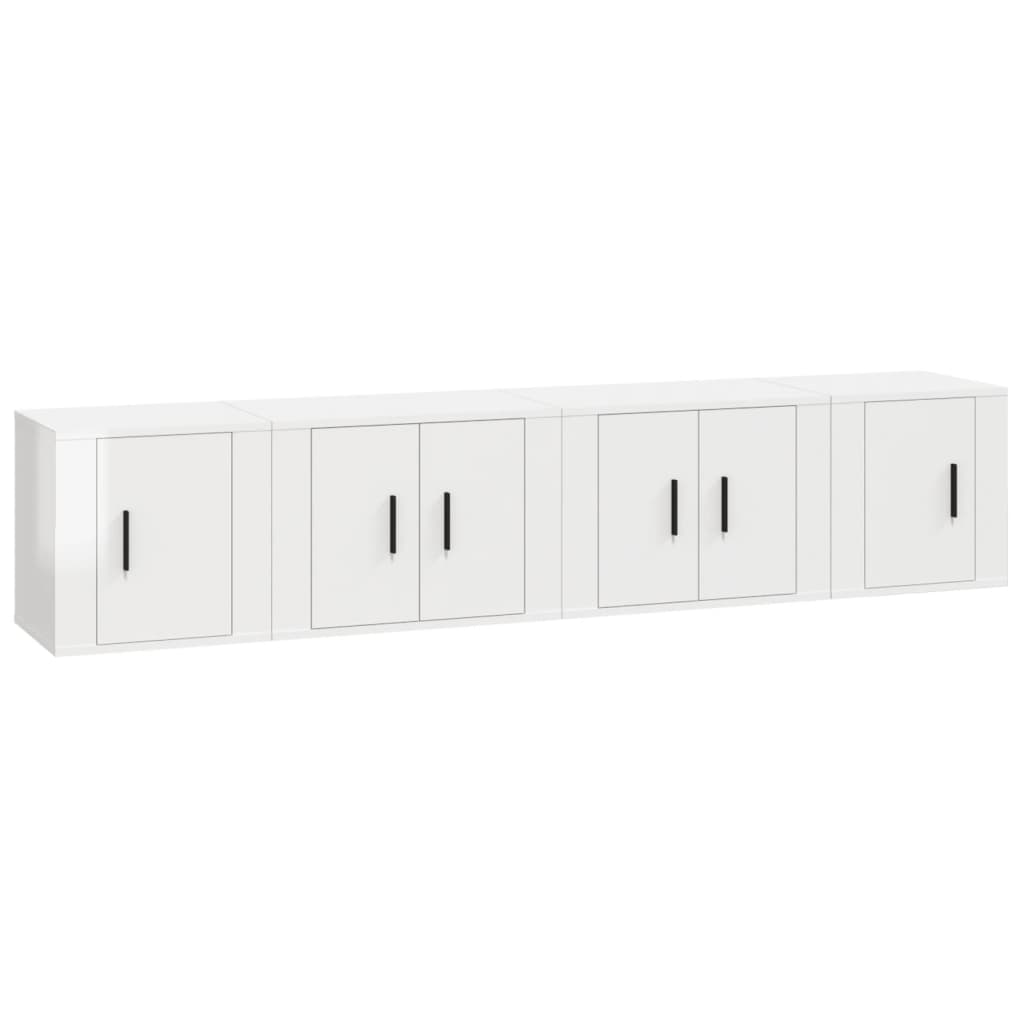 Ensemble de meubles TV 4 pcs Blanc brillant Bois d'ingénierie