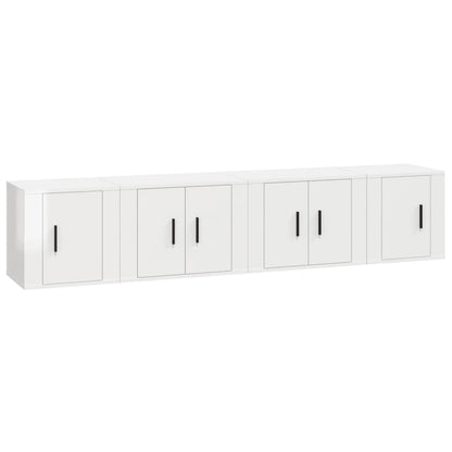 Ensemble de meubles TV 4 pcs Blanc brillant Bois d'ingénierie