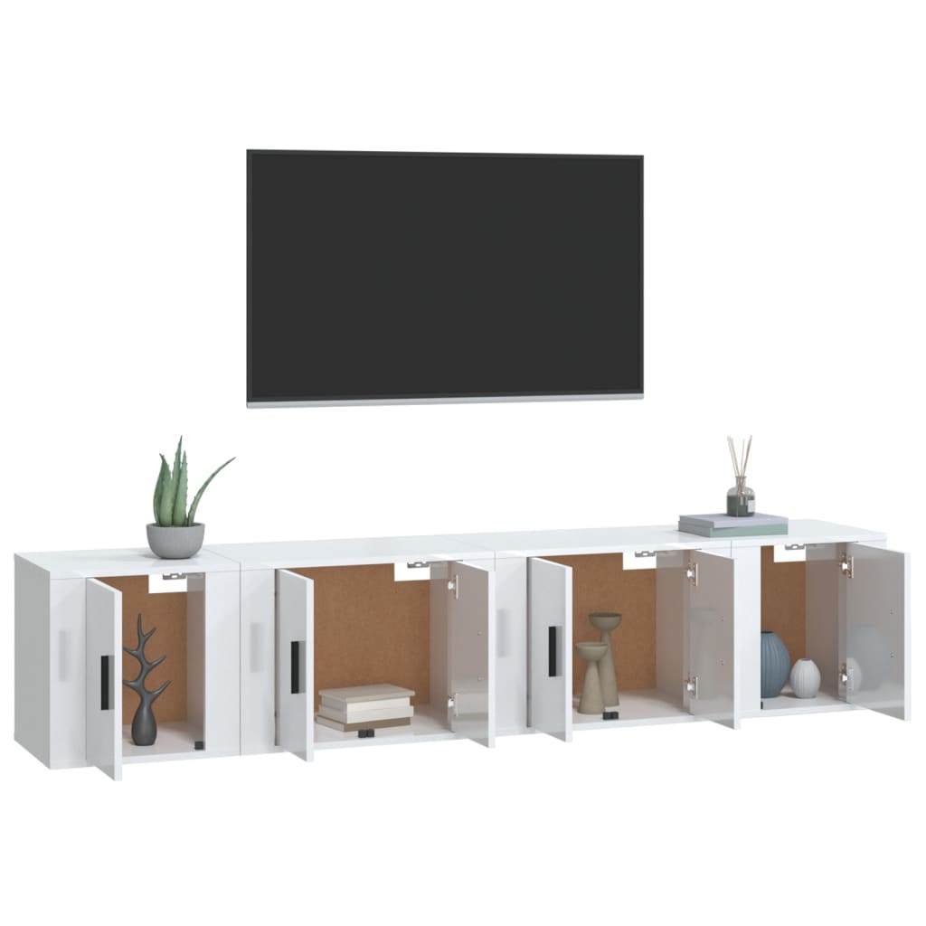 Ensemble de meubles TV 4 pcs Blanc brillant Bois d'ingénierie