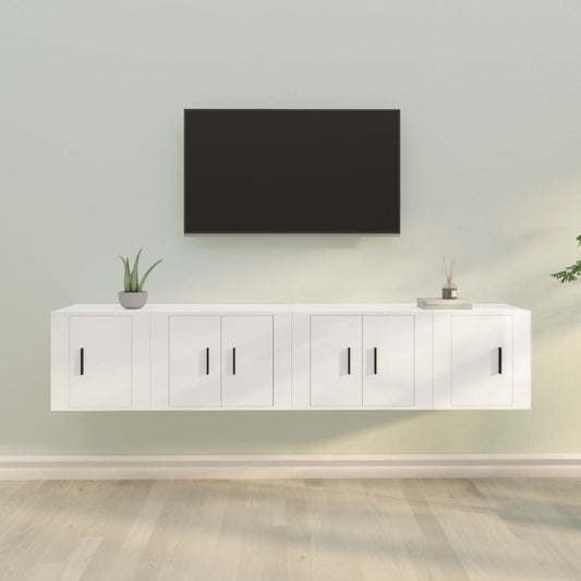 Ensemble de meubles TV 4 pcs Blanc brillant Bois d'ingénierie