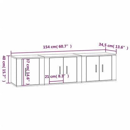 Ensemble de meubles TV 3 pcs Noir Bois d'ingénierie