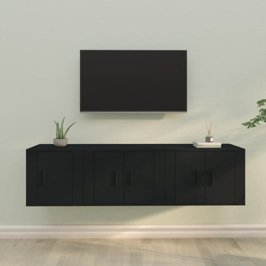 Ensemble de meubles TV 3 pcs Noir Bois d'ingénierie