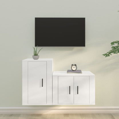 Ensemble de meubles TV 2 pcs Blanc Bois d'ingénierie