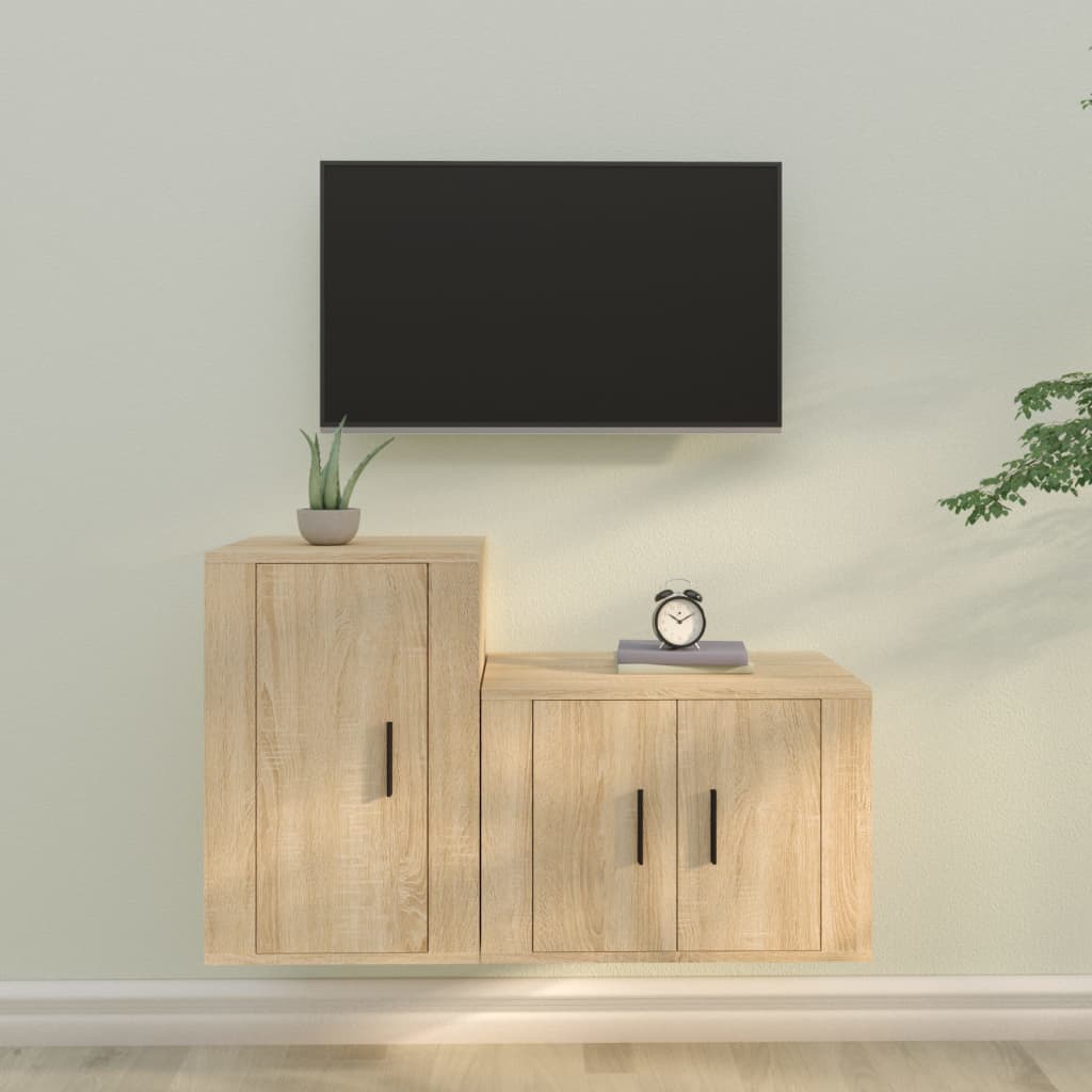 Ensemble de meubles TV 2 pcs chêne sonoma bois d'ingénierie