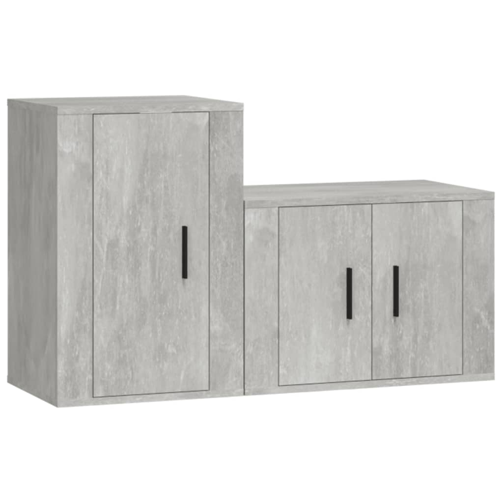 Ensemble de meubles TV 2 pcs gris béton bois d'ingénierie