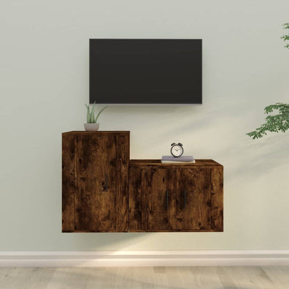 Ensemble de meubles TV 2 pcs Chêne fumé Bois d'ingénierie