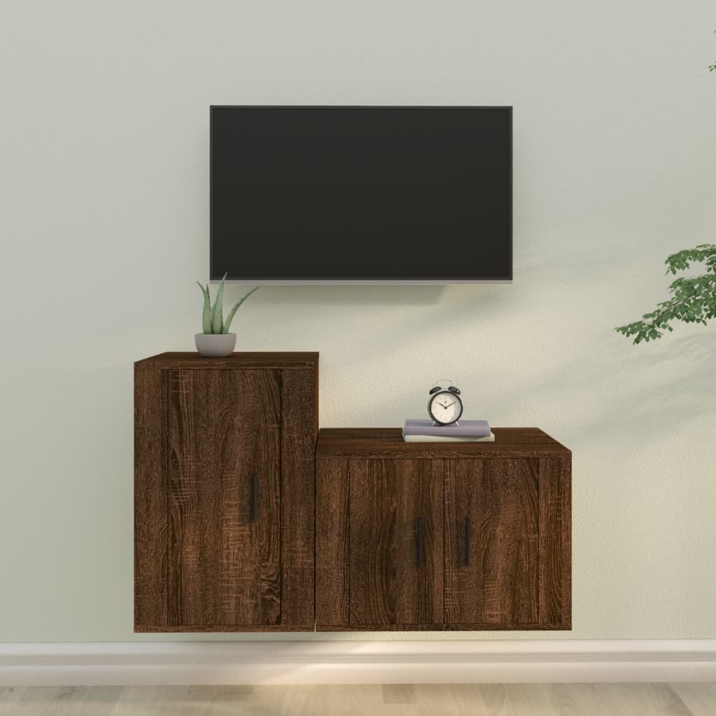 Ensemble de meubles TV 2 pcs Chêne marron Bois d'ingénierie