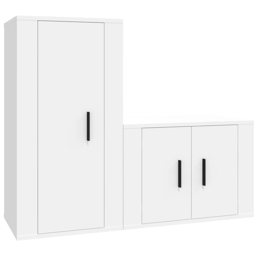 Ensemble de meubles TV 2 pcs Blanc Bois d'ingénierie