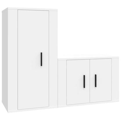 Ensemble de meubles TV 2 pcs Blanc Bois d'ingénierie