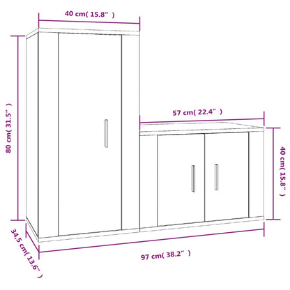 Ensemble de meubles TV 2 pcs Blanc Bois d'ingénierie