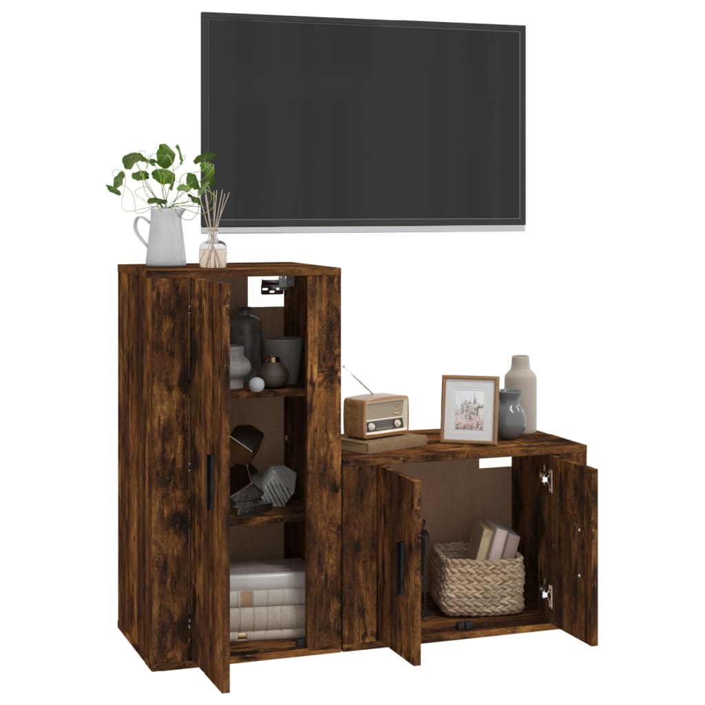 Ensemble de meubles TV 2 pcs Chêne fumé Bois d'ingénierie