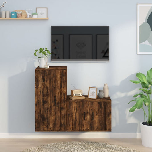 Ensemble de meubles TV 2 pcs Chêne fumé Bois d'ingénierie