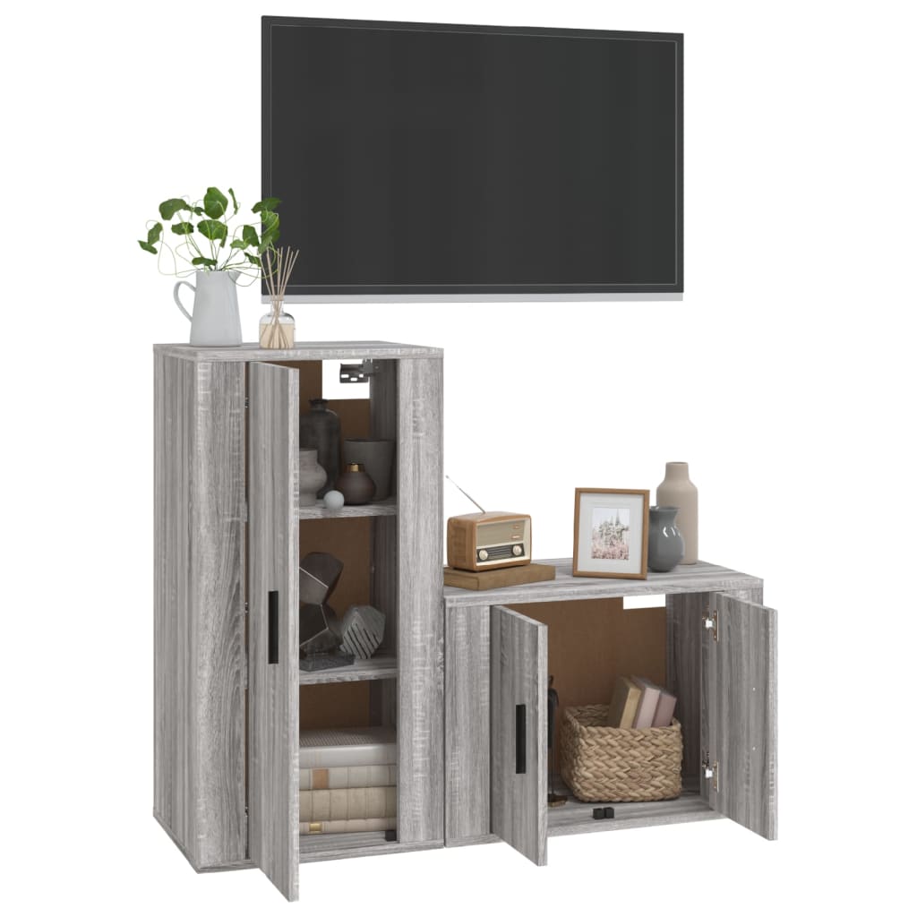 Ensemble de meubles TV 2 pcs Sonoma gris Bois d'ingénierie